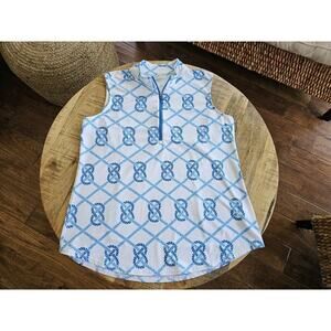 JoFit Sleeveless Mock Neck Performance Golf Shirt Womens Size XL Nautical